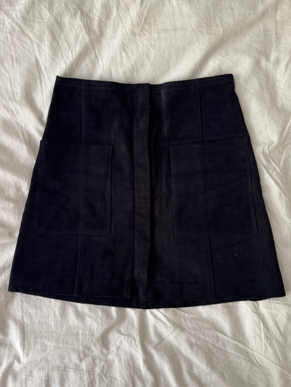 ISABEL MARANT ETOILE Classic Navy Suede A-Line Pocket Skirt
